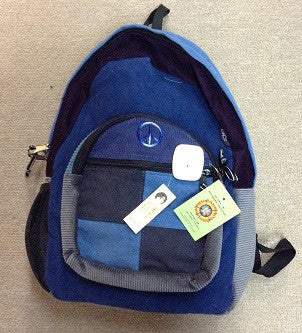Small Peace Sign Corduroy Patchwork Backpack - HalfMoonMusic