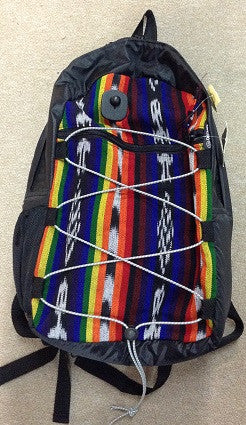 Rainbow and Tribal Striped Bungee Drawstring Backpack - HalfMoonMusic
