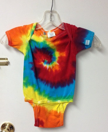 Spiral Rainbow Tie Dye Onesie - HalfMoonMusic