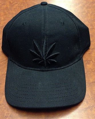 Cannabis Leaf Black Fitted Hat - HalfMoonMusic