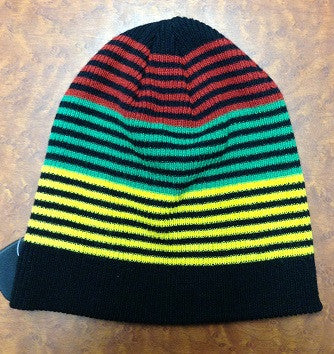 Rasta Striped Beanie - HalfMoonMusic