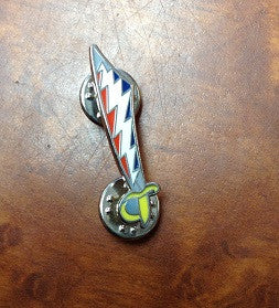Red and Blue Bolt Pirate Sword hat Pin - HalfMoonMusic