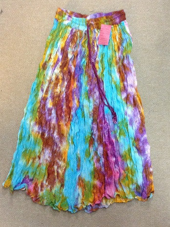 Rainbow Tie Dye Wrinkle Skirt - HalfMoonMusic
