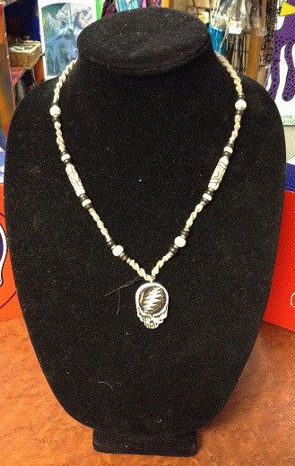 Steal Your Face Bone and Hemp Necklace - HalfMoonMusic
