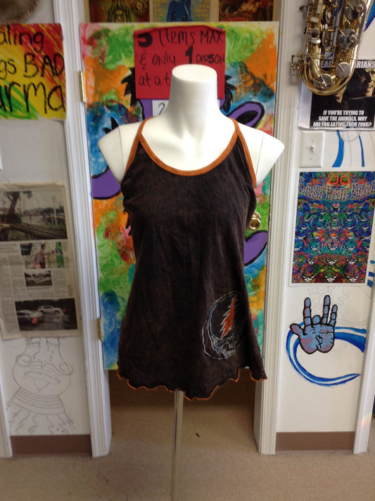 Two Tone Steal Your Face Halter Top - HalfMoonMusic