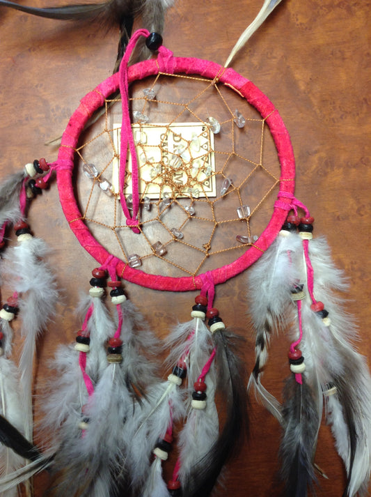 Single Circle Quartz Beaded Dream Catcher - HalfMoonMusic