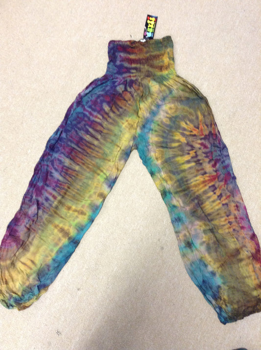 Womens Rayon Harem Tie-Dye Pants - HalfMoonMusic