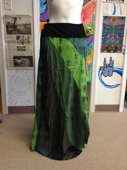 Tie-dye Rayon Twist Panel Skirt - HalfMoonMusic
