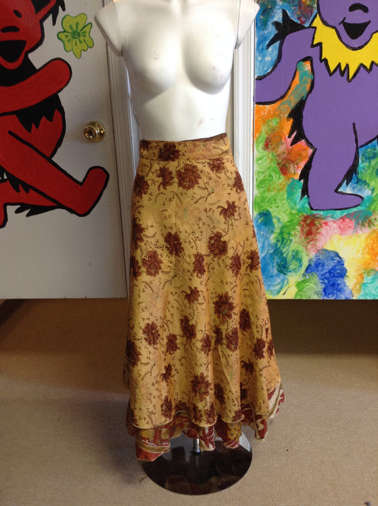 Silky Brown Animal Womens Wrap Skirt - HalfMoonMusic
