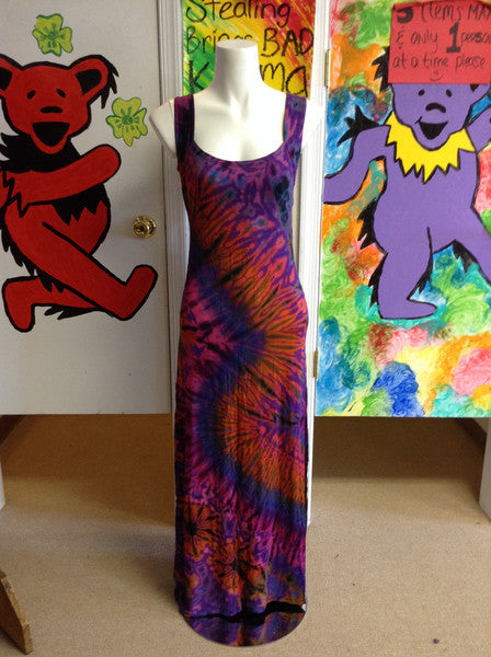 Women's Tie Dye Cross-back Maxi Dress - HalfMoonMusic