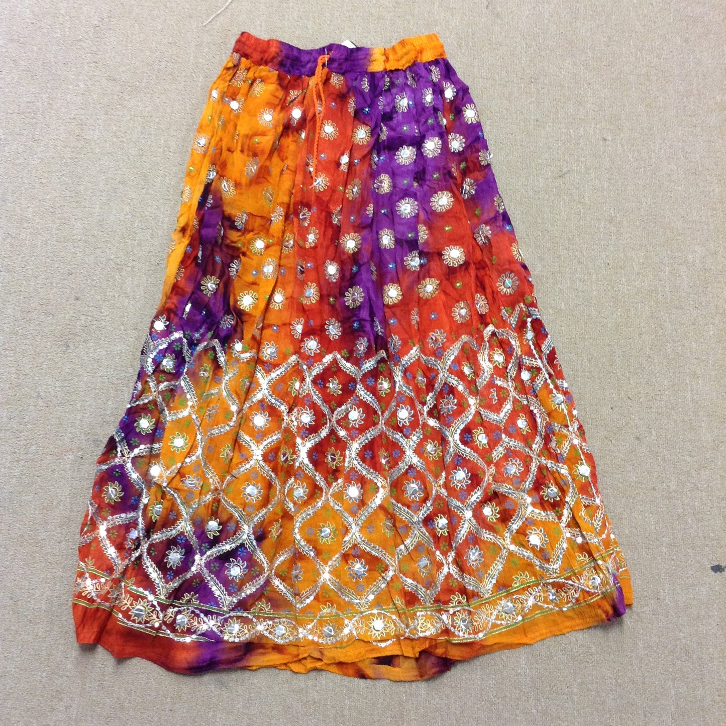 tie dye sequence floral long skirt - HalfMoonMusic