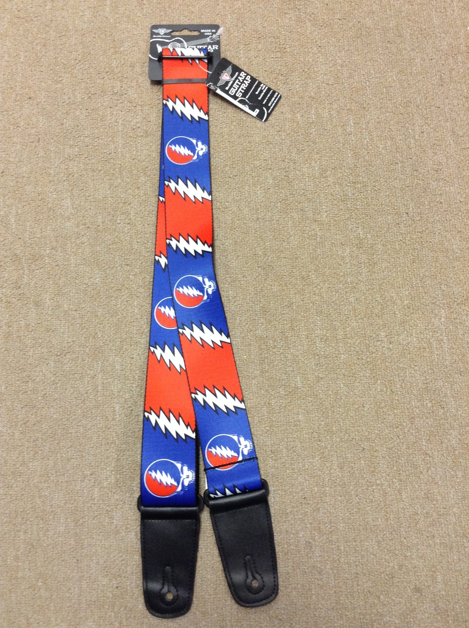 Grateful Dead Steal Your Face and Bolts Guitar Strap - HalfMoonMusic