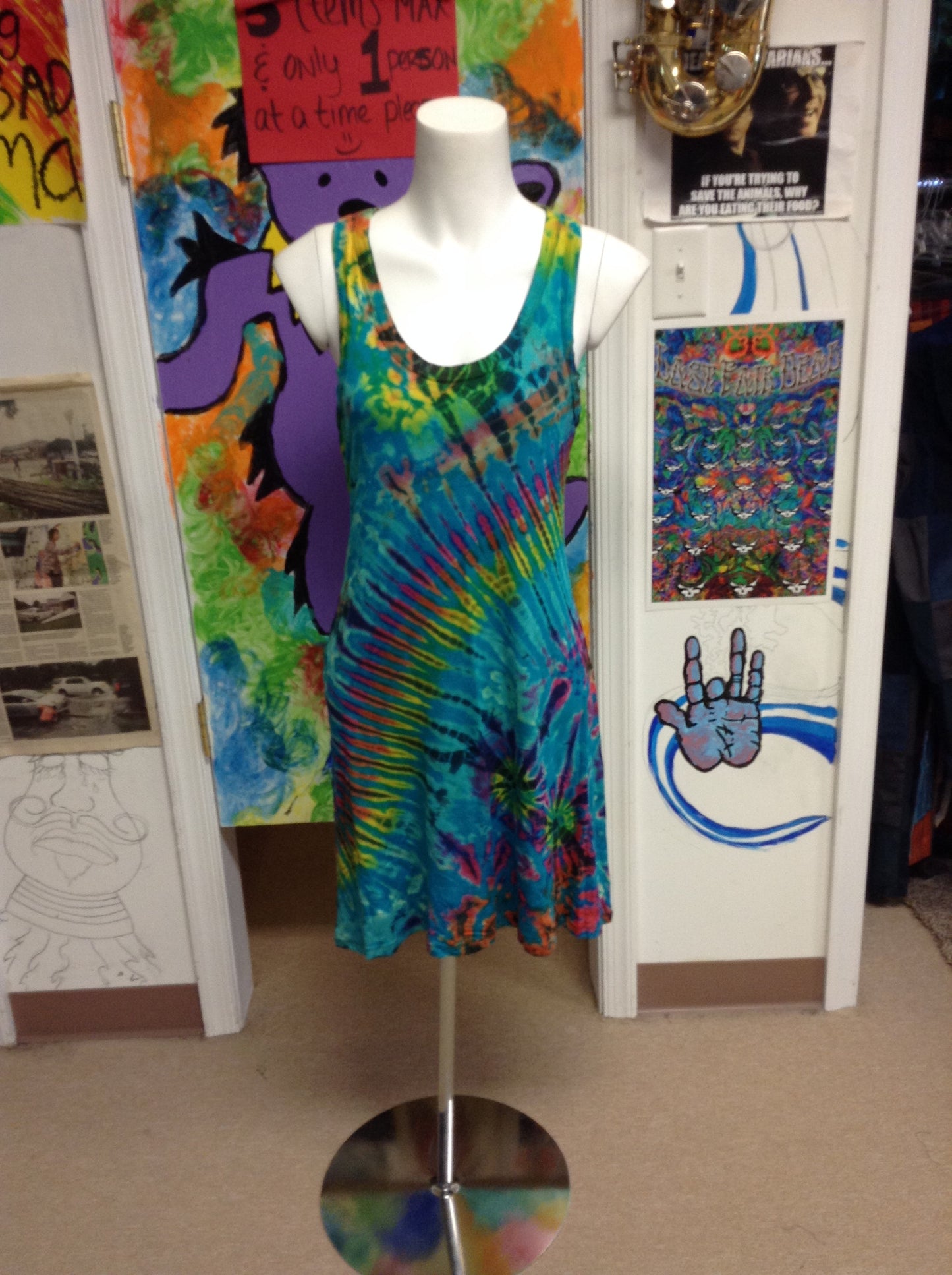 Women's Tie Dye Tank Dress - HalfMoonMusic