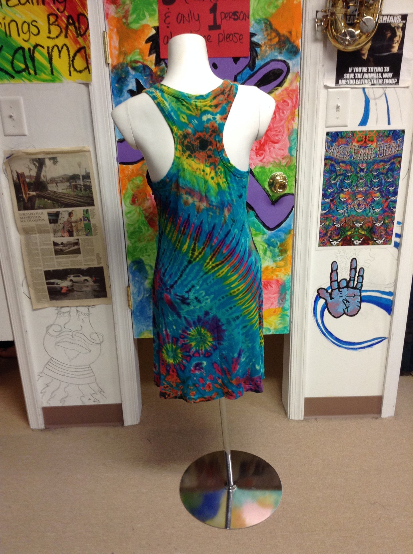 Women's Tie Dye Tank Dress - HalfMoonMusic