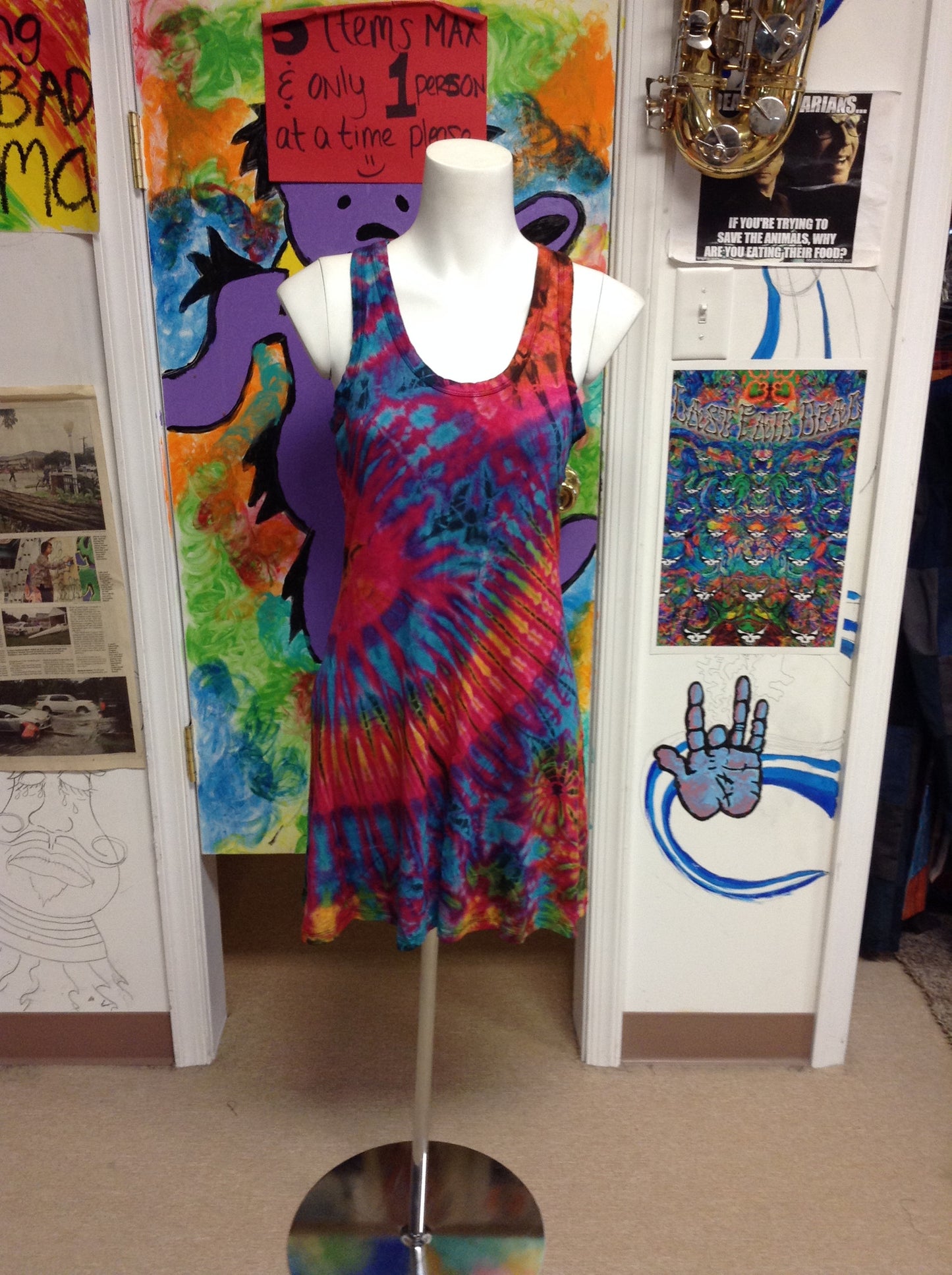 Women's Tie Dye Tank Dress - HalfMoonMusic