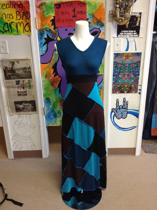 Womens LA Spandex Patchwork Maxi Dress - HalfMoonMusic