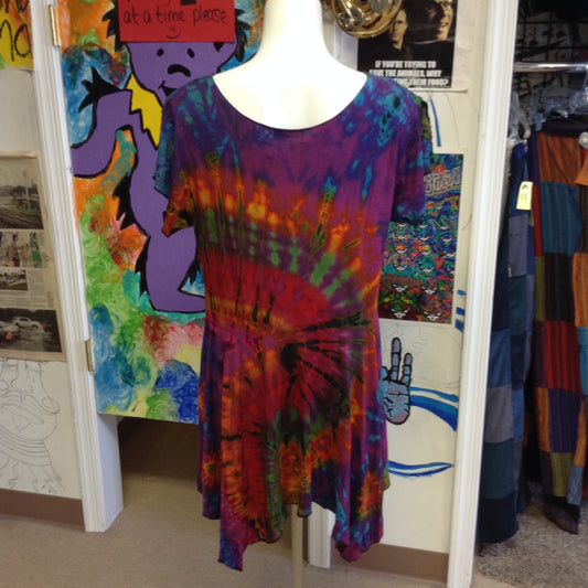 Women's Tie Dye Cap Sleeve T-shirt - HalfMoonMusic