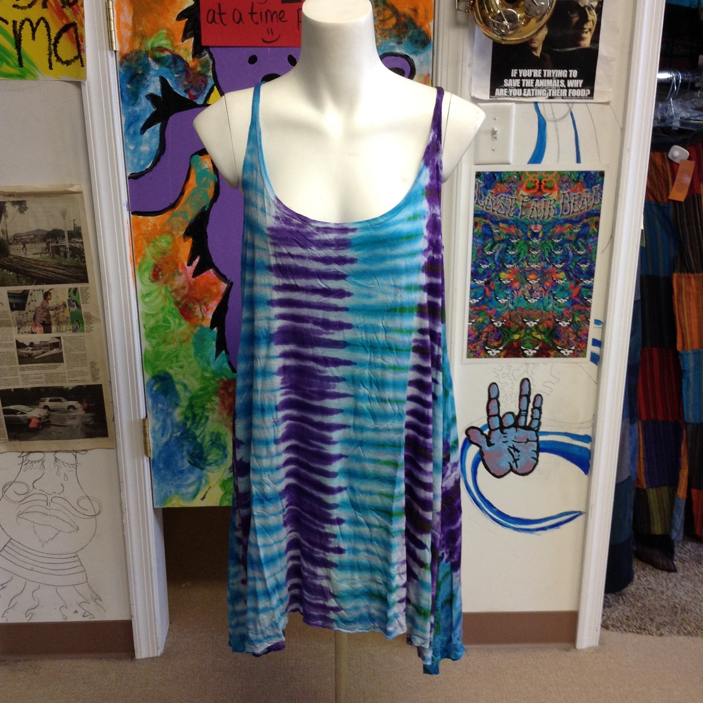 Women's Tie Dye Tank Top Coverup - HalfMoonMusic