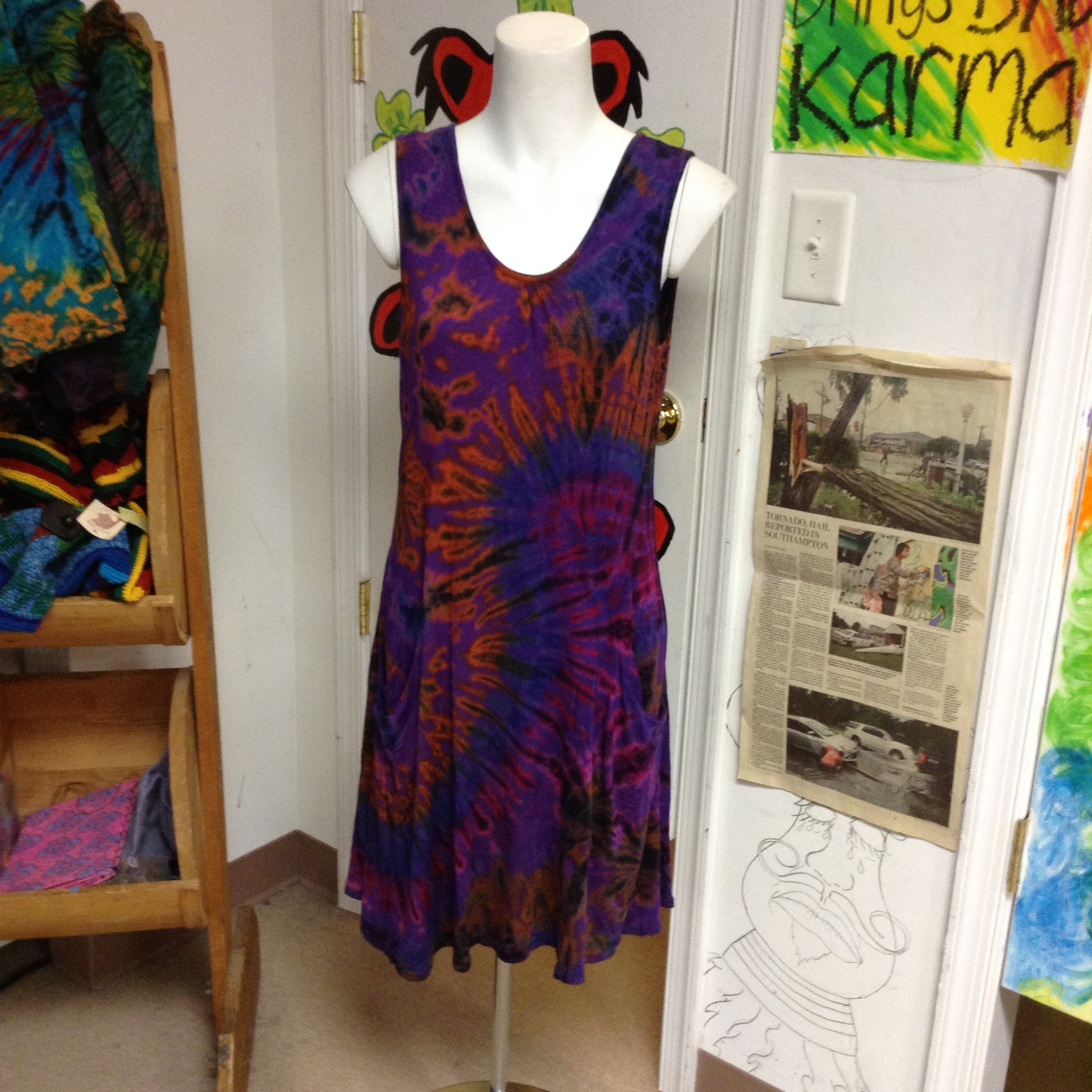 Tie Dye Spandex Dress with Pockets - HalfMoonMusic