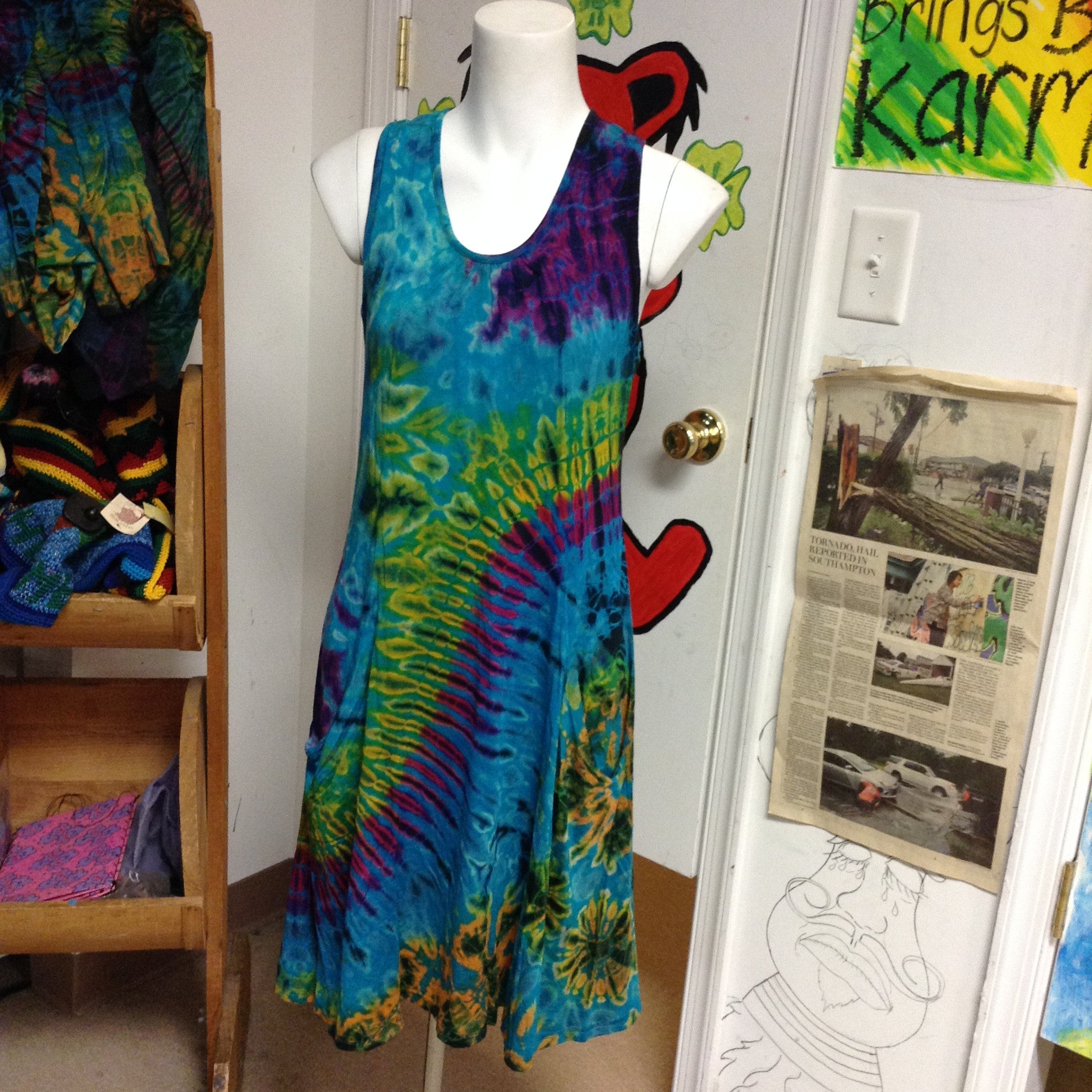 Tie Dye Spandex Dress with Pockets - HalfMoonMusic