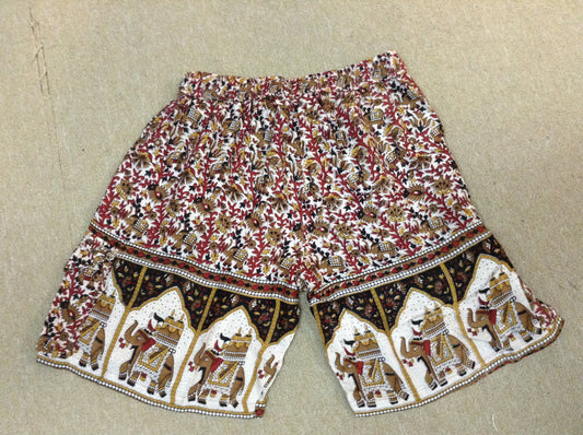 Women's Summer Festival Indian Print Cargo Shorts - HalfMoonMusic