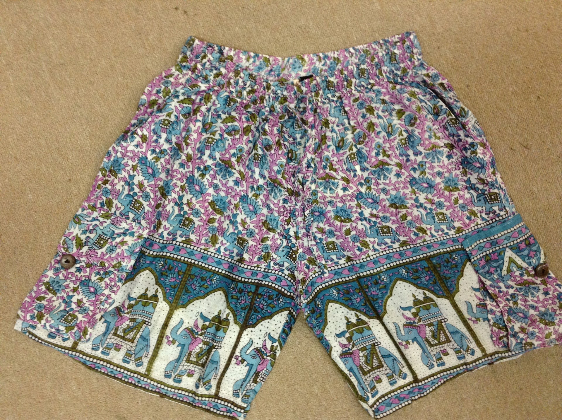 Women's Summer Festival Indian Print Cargo Shorts - HalfMoonMusic