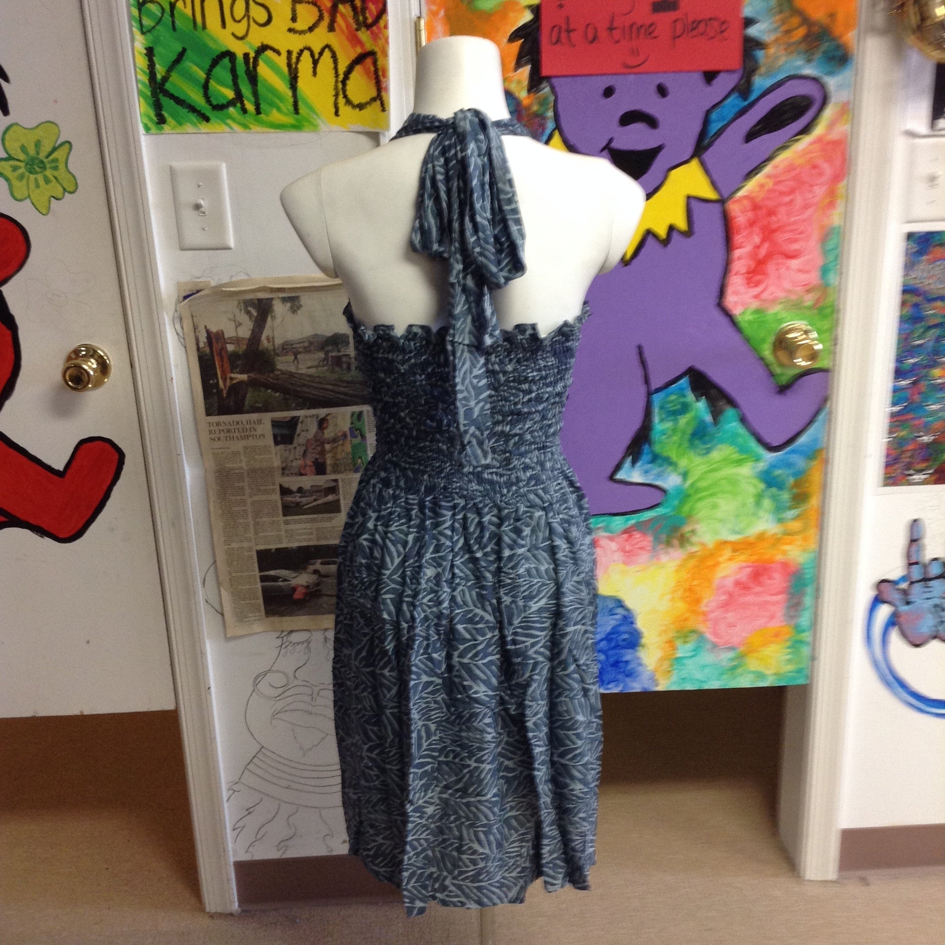 Leaf on River Bed Halter Dress - HalfMoonMusic