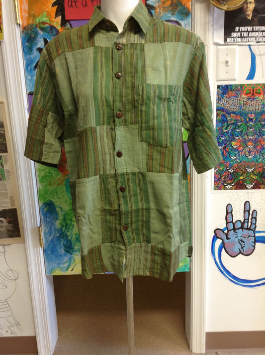 Men's Cotton Patchwork Shirt - HalfMoonMusic