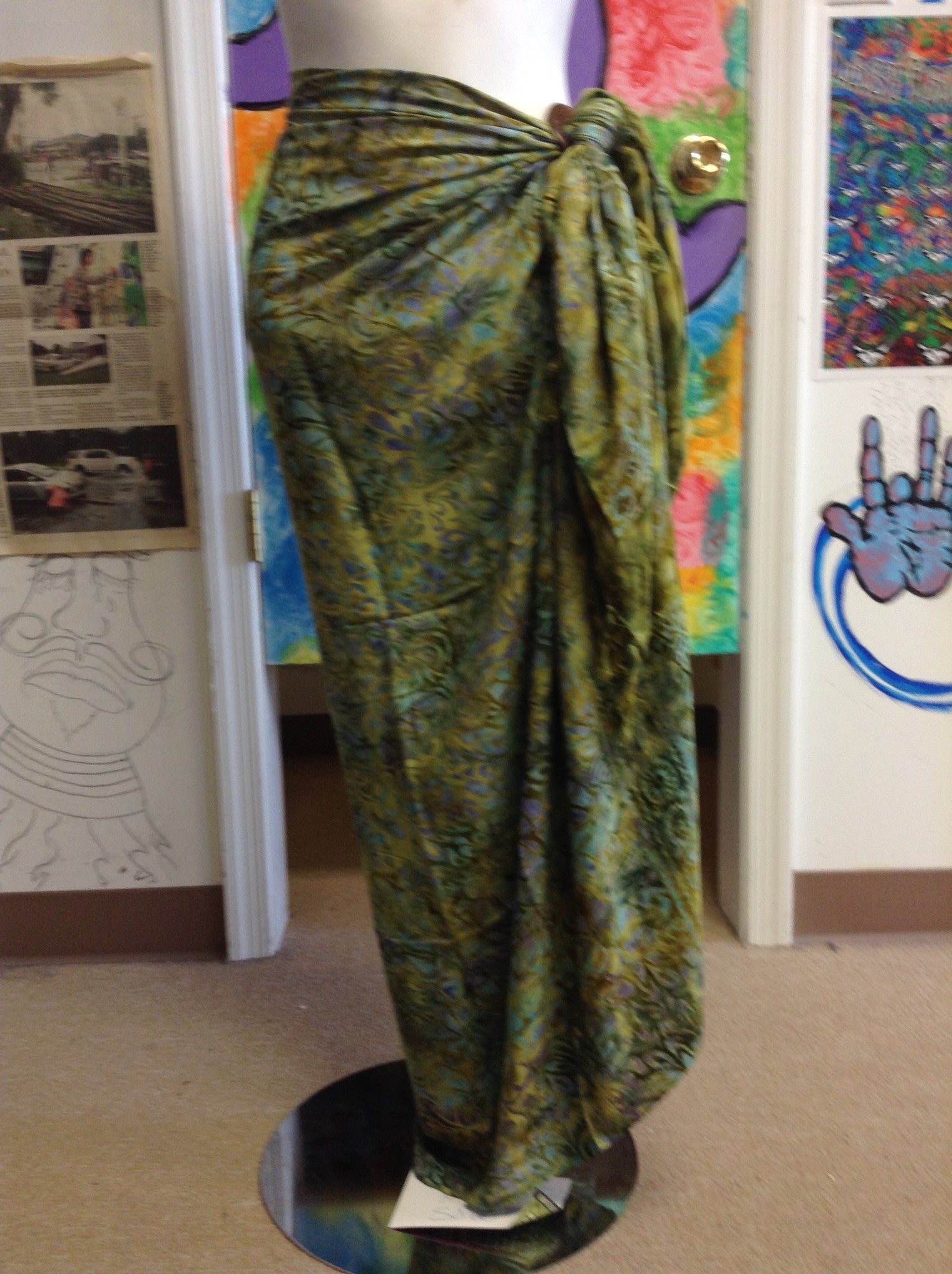 Ocean Waves Printed Sarong - HalfMoonMusic