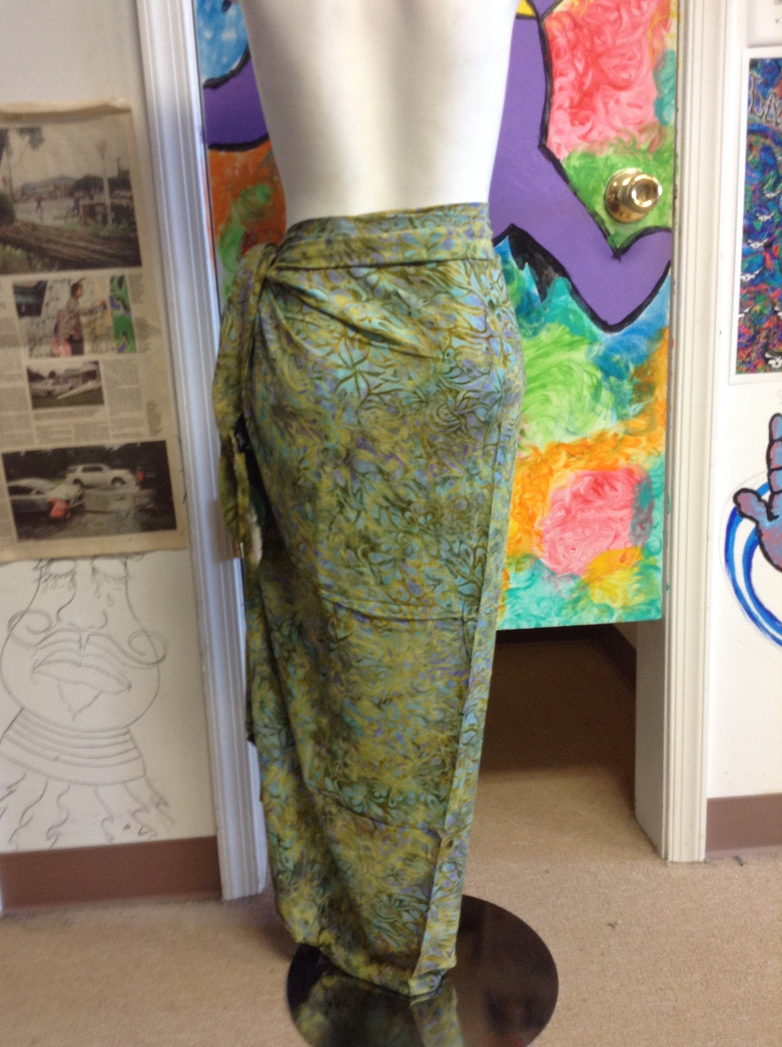 Ocean Waves Printed Sarong - HalfMoonMusic