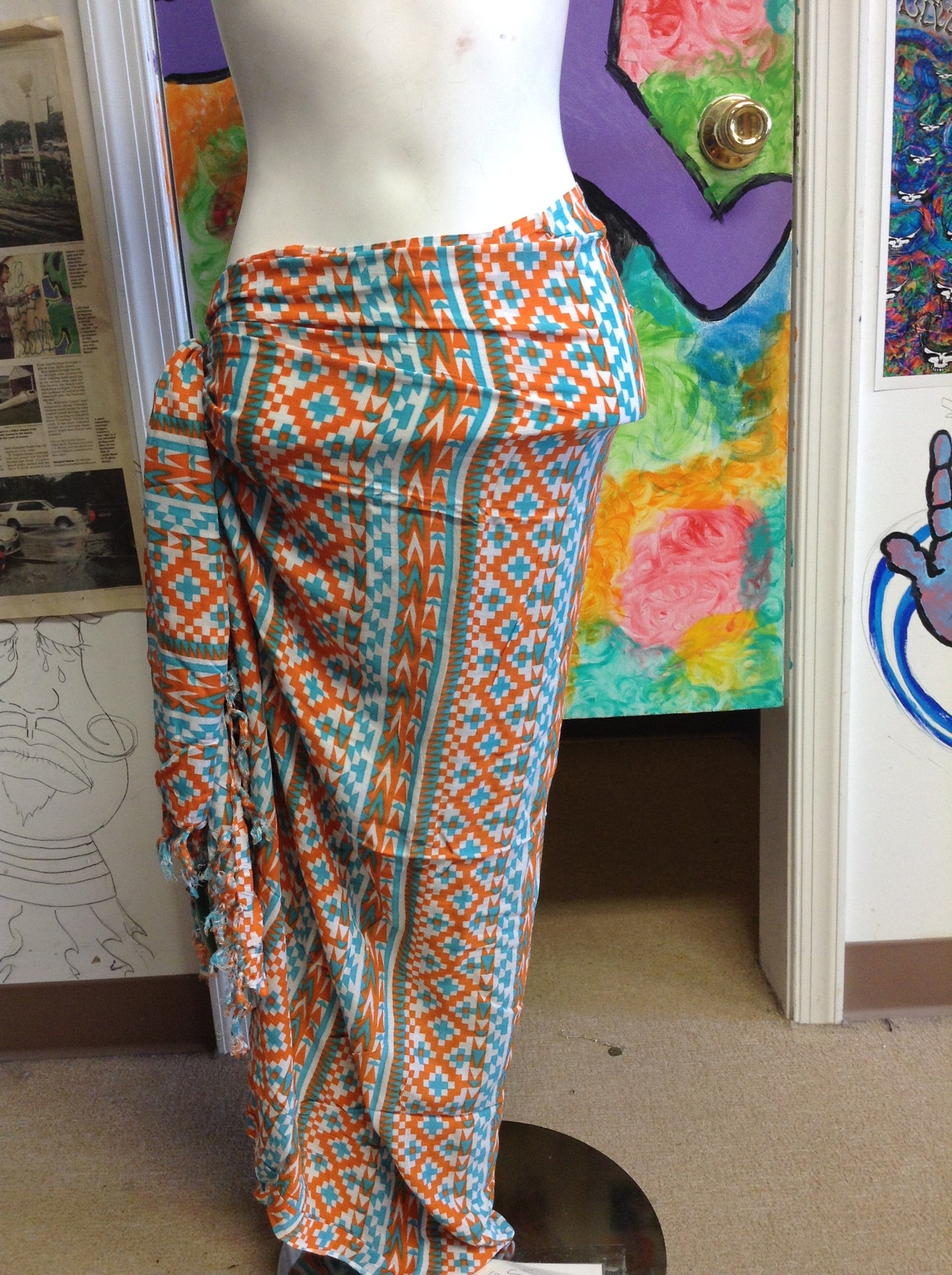 Geometric Printed Sarong - HalfMoonMusic