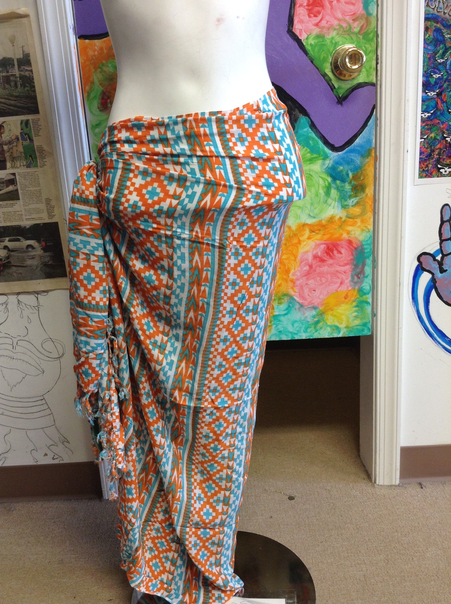 Geometric Printed Sarong - HalfMoonMusic