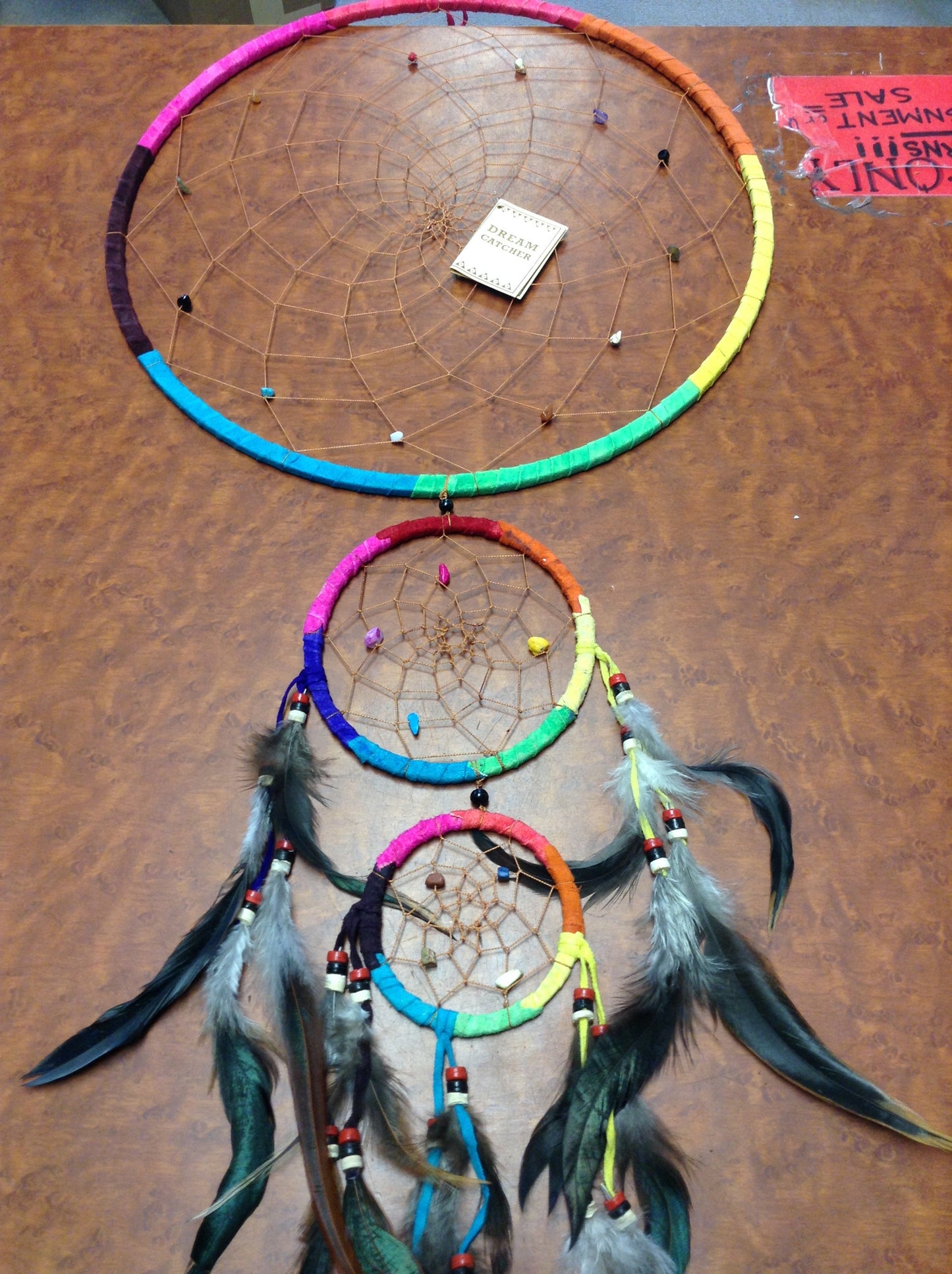 Large Triple Rainbow Dream Catcher - HalfMoonMusic