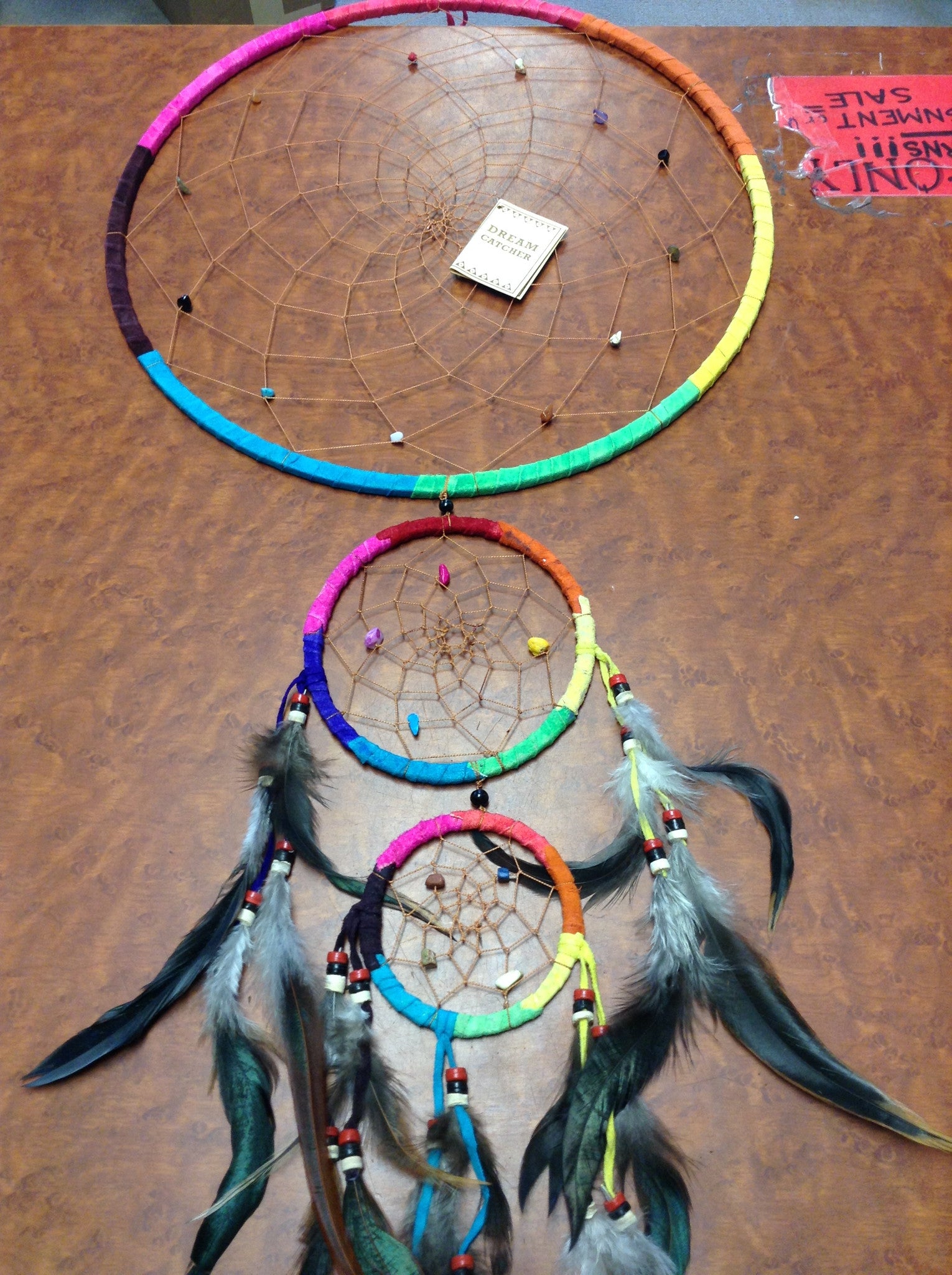 Large Triple Rainbow Dream Catcher - HalfMoonMusic