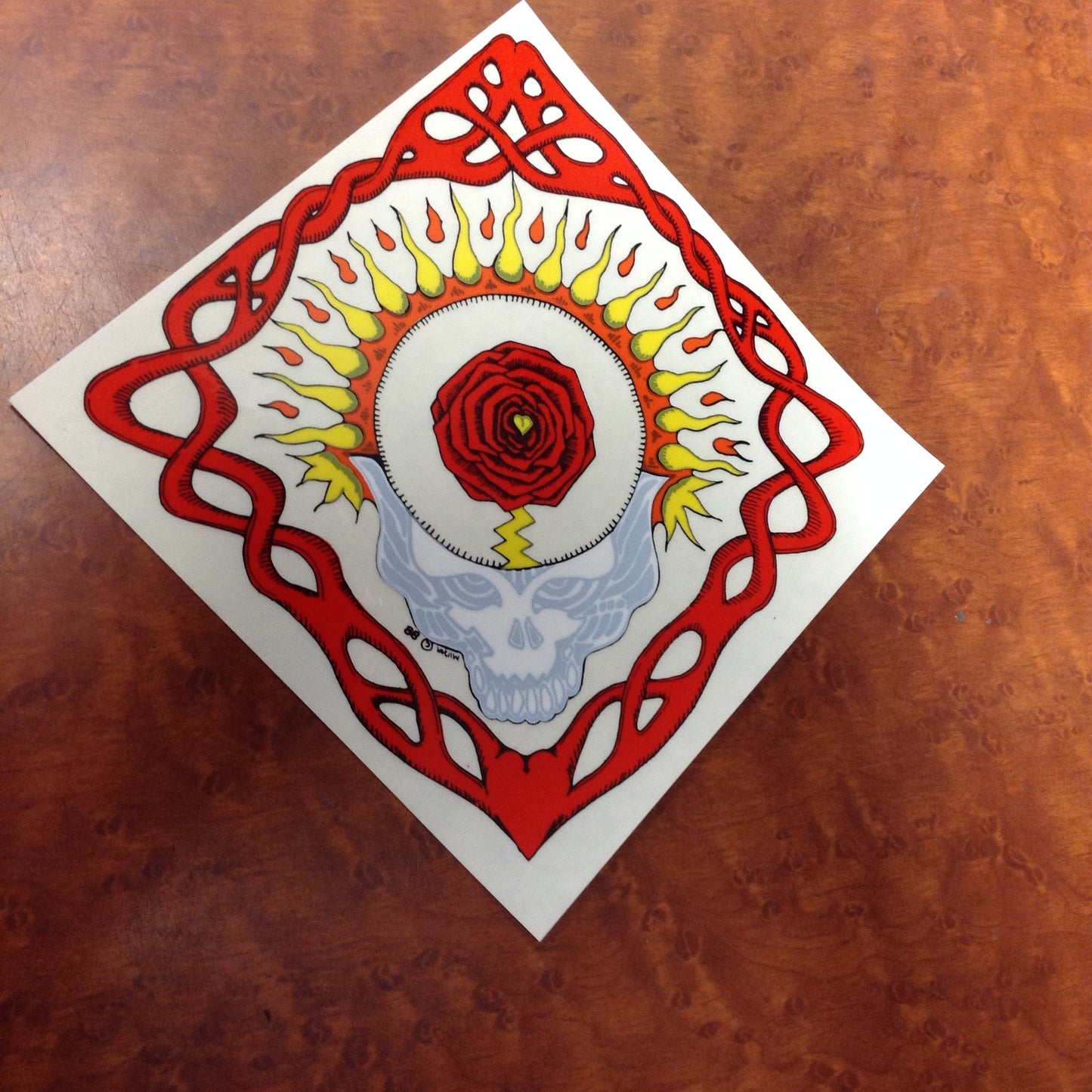 Steal Your Face Fire Rose Sticker - HalfMoonMusic