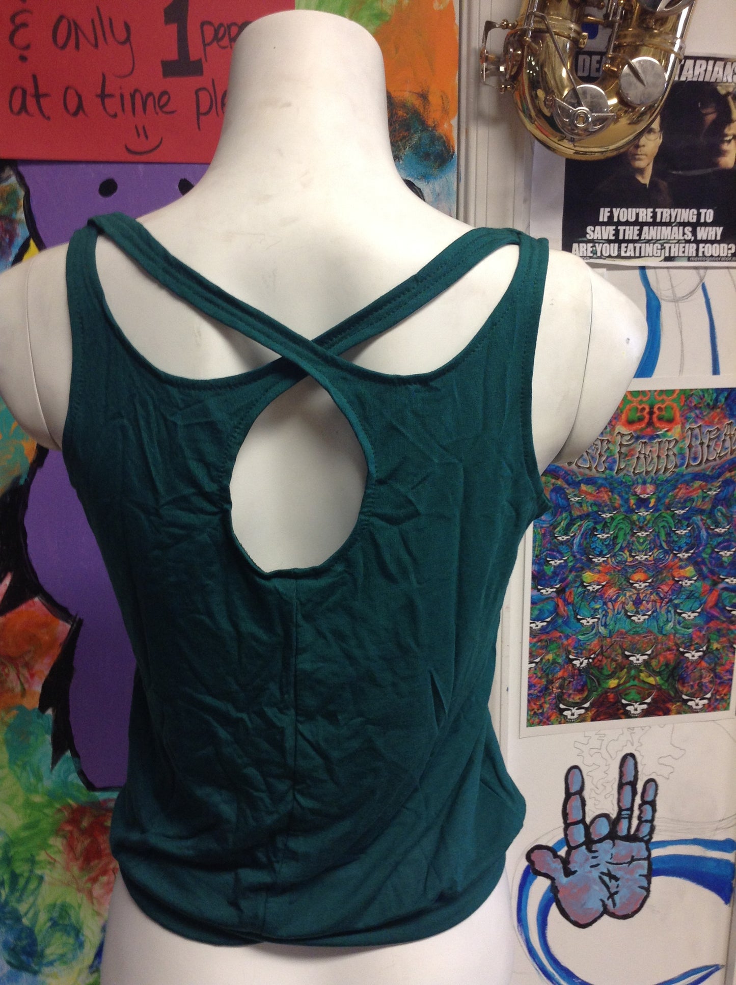 Women's Plain Criss- Cross Tank Top - HalfMoonMusic