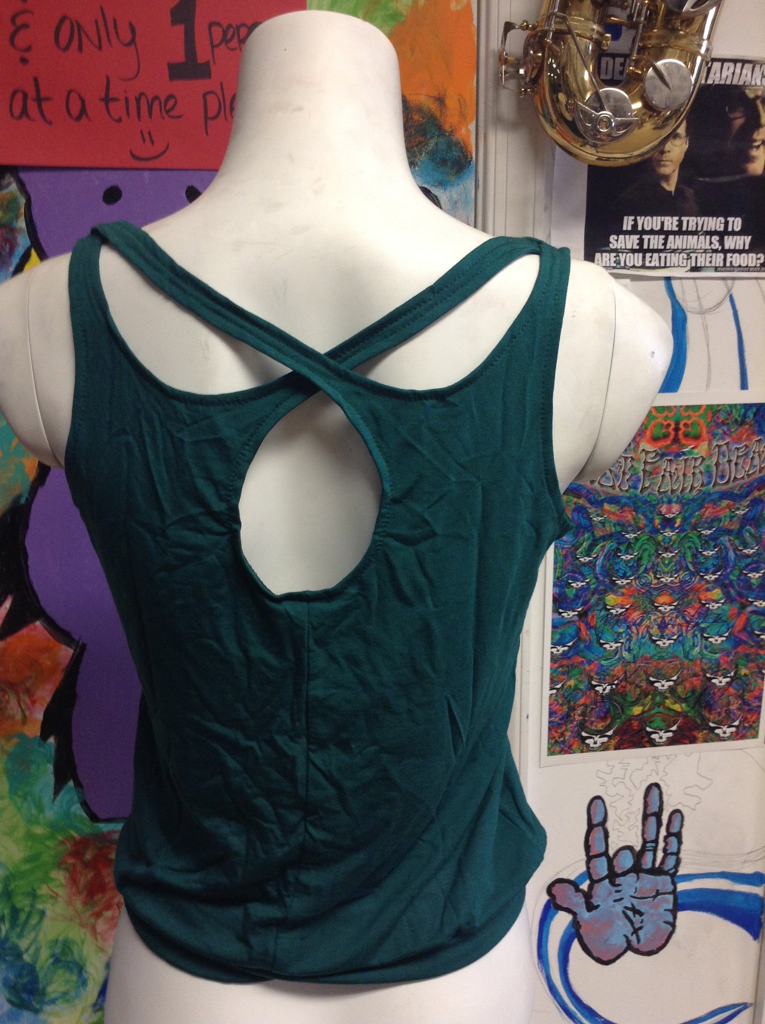 Women's Plain Criss- Cross Tank Top - HalfMoonMusic