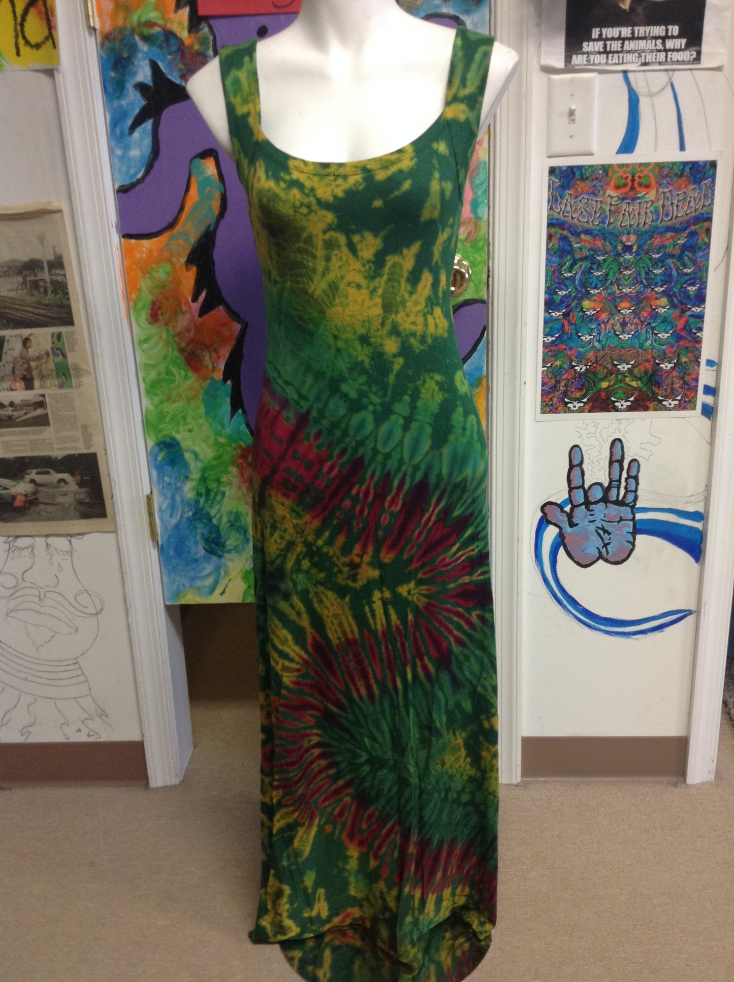 Women's Tie Dye Cross-back Maxi Dress - HalfMoonMusic