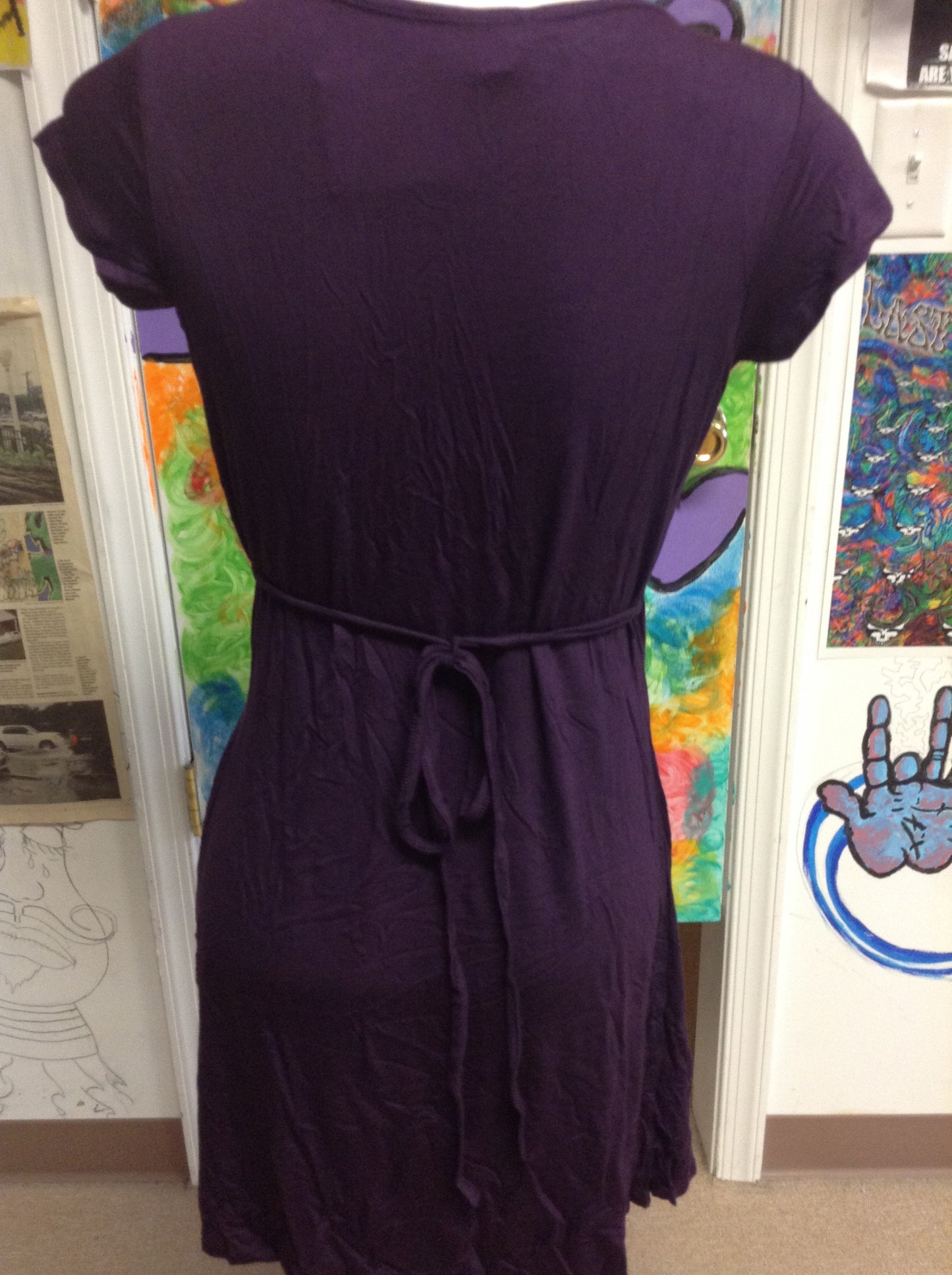 Women's Plain Spandex V-neck Dress - HalfMoonMusic