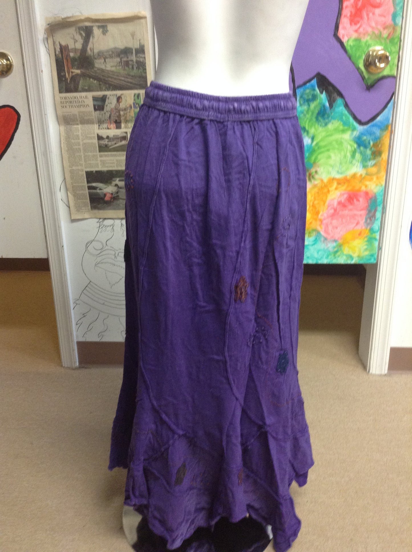 Women's Embroidered Cotton Maxi Skirt - HalfMoonMusic