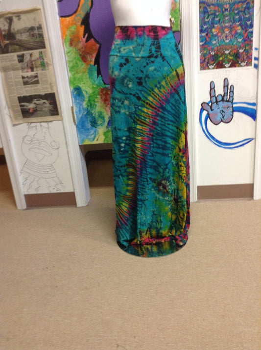 Women's Rayon Tie Dye Maxi Skirt - HalfMoonMusic