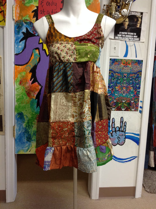 Women's Patchwork Silk Saree Top - HalfMoonMusic