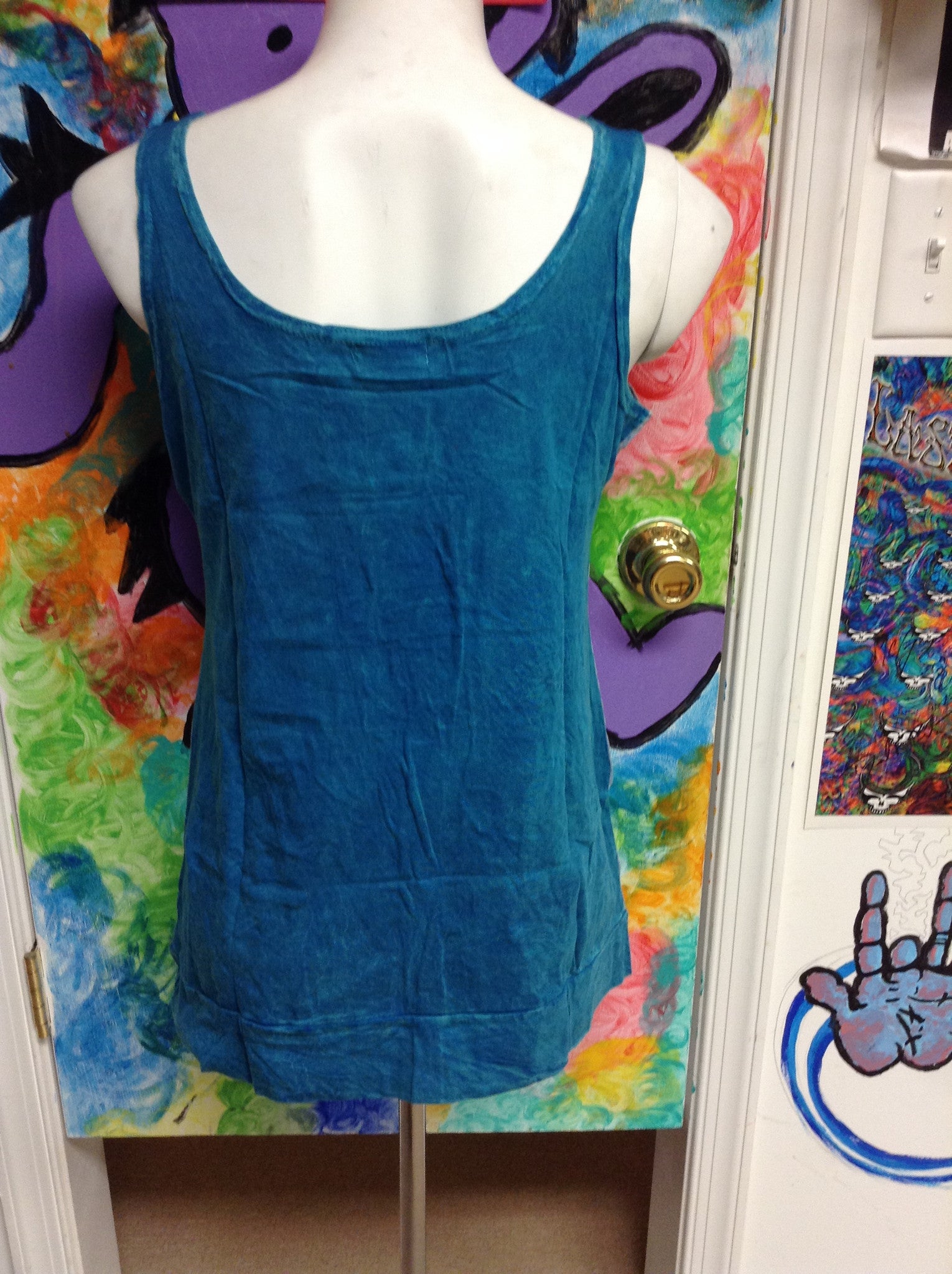 Women's Tie Dye Flower Embroidered Tank Top - HalfMoonMusic