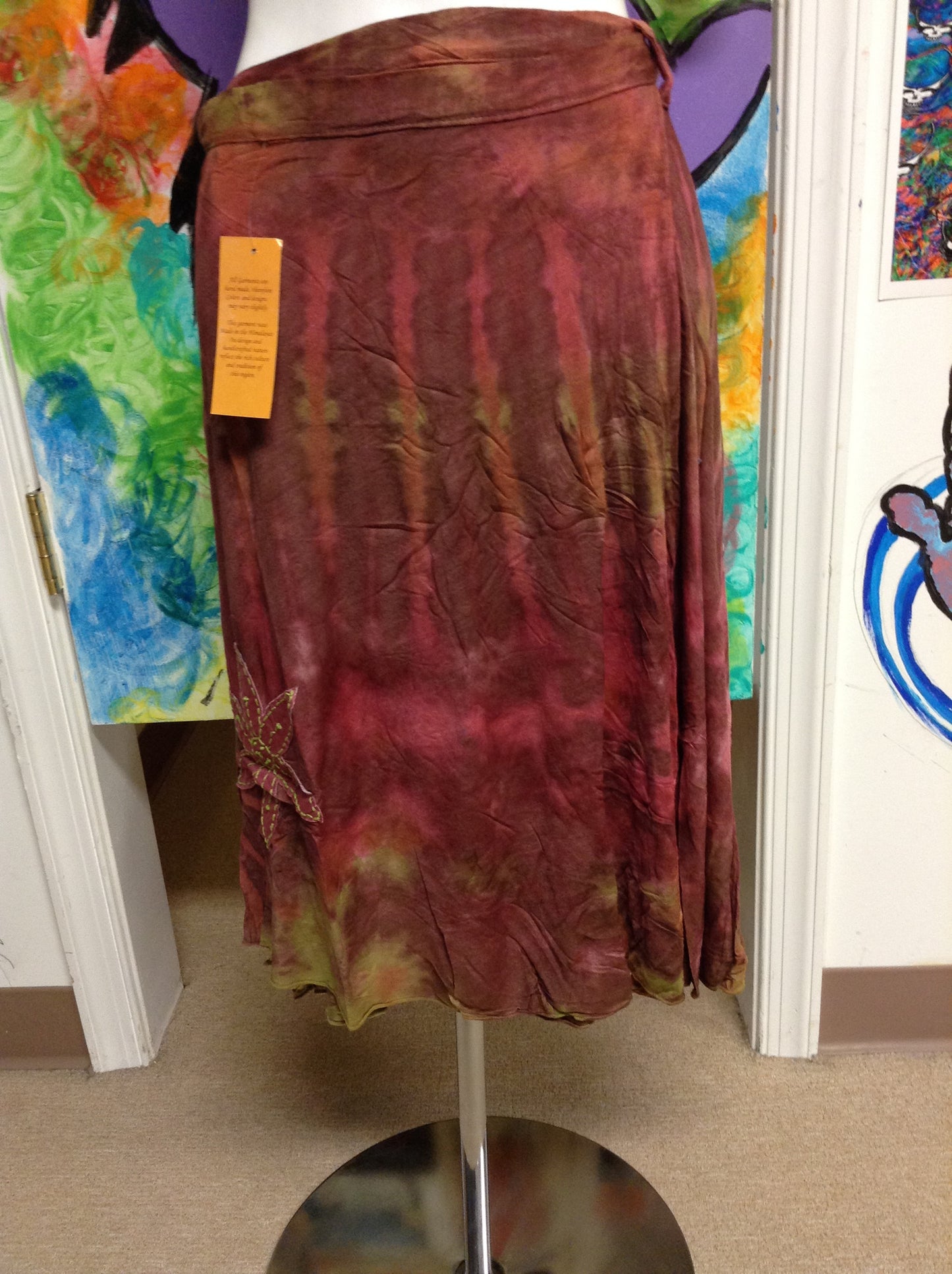 Women's Short Tie Dye Flower Wrap Skirt - HalfMoonMusic