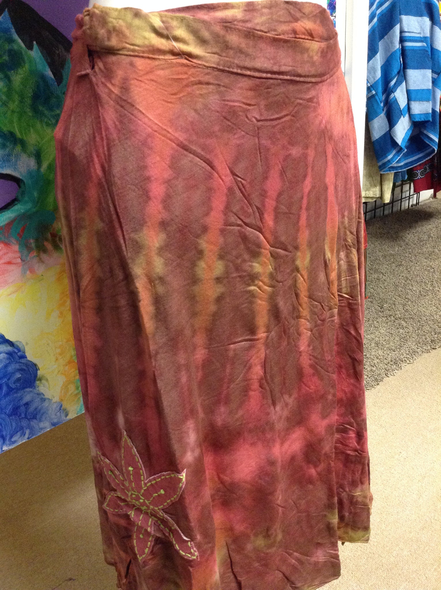 Women's Short Tie Dye Flower Wrap Skirt - HalfMoonMusic