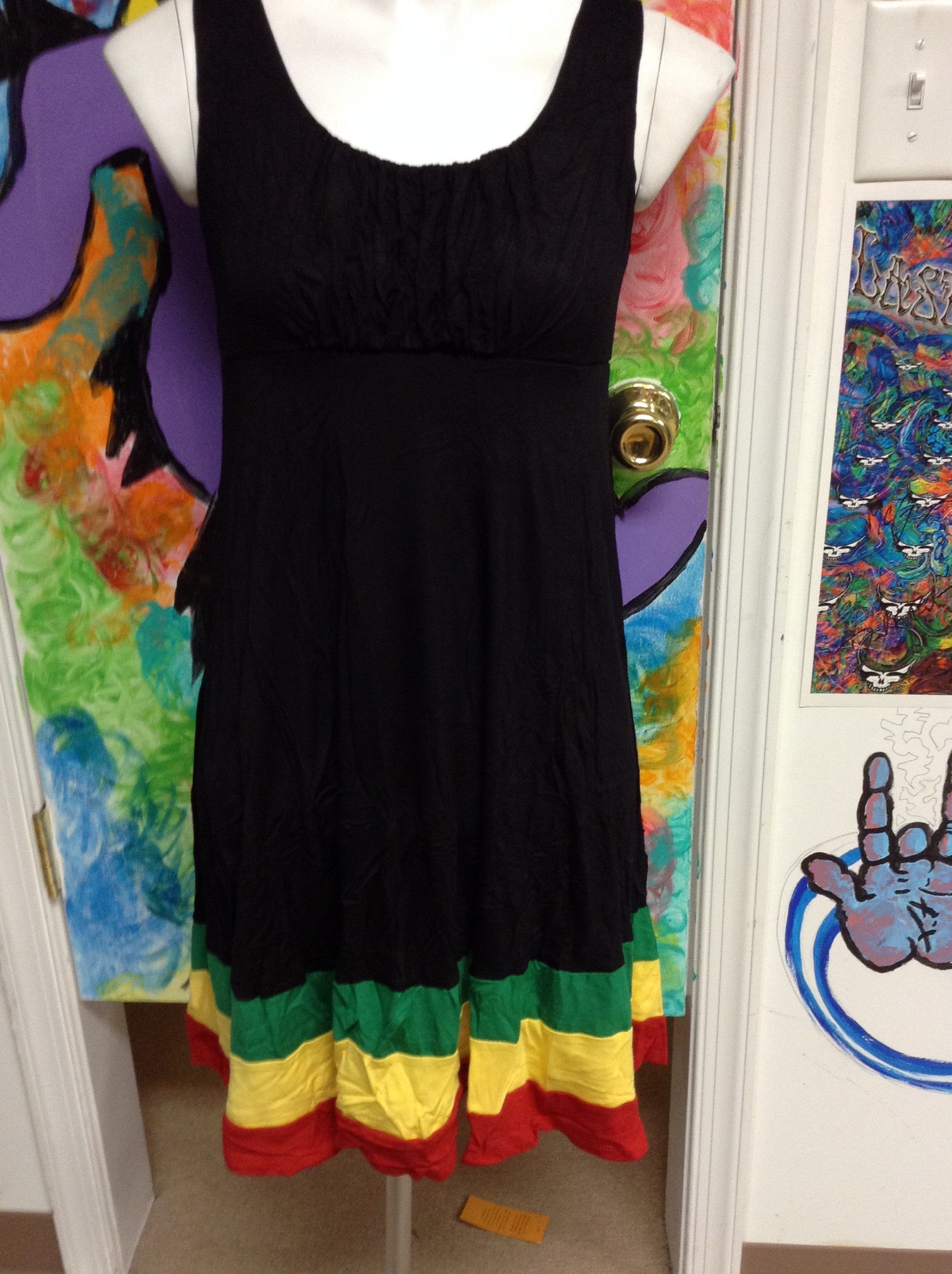 Women's Scoop Neck Rasta Dress - HalfMoonMusic