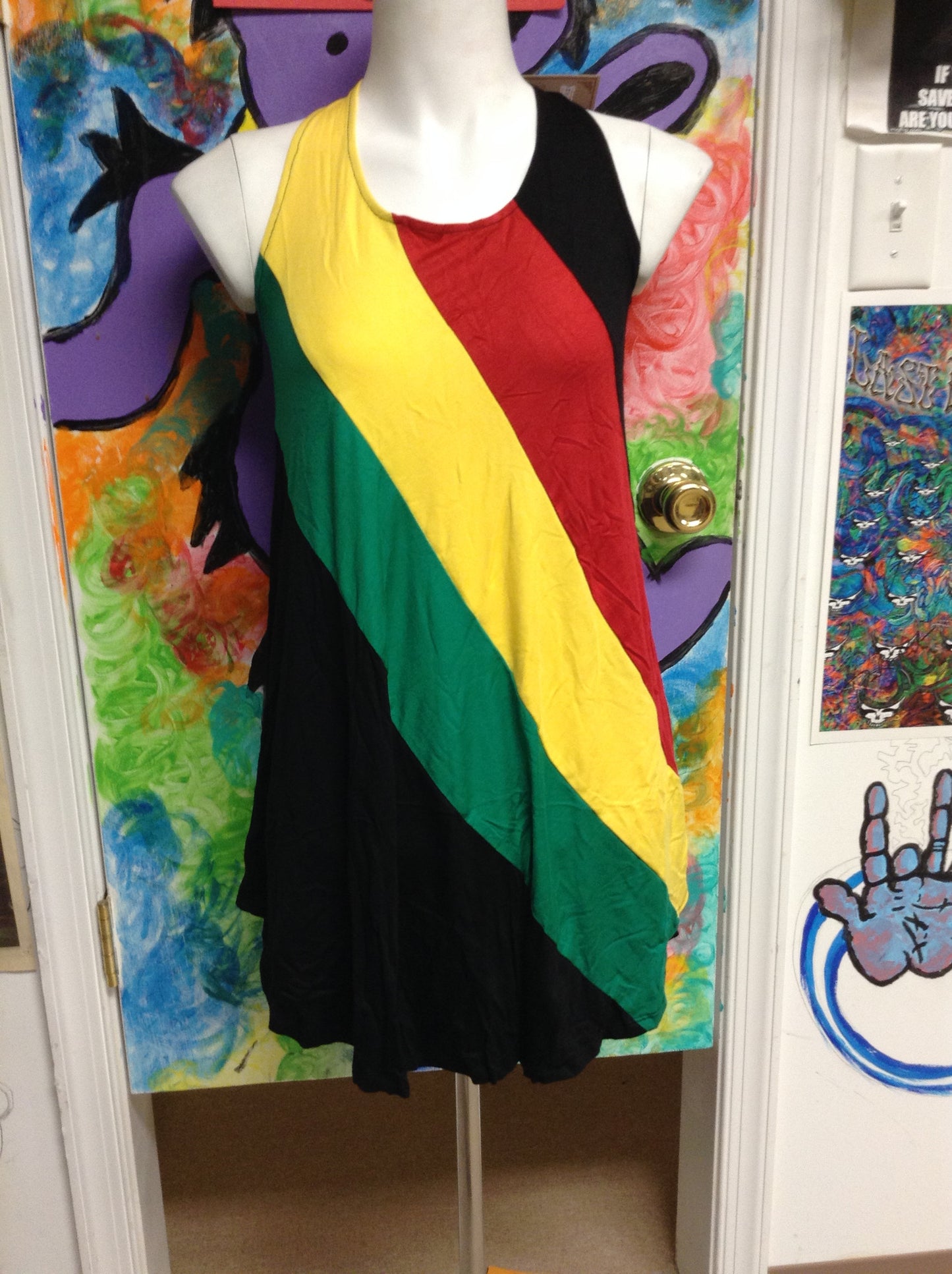 Women's Racerback Rasta Dress - HalfMoonMusic