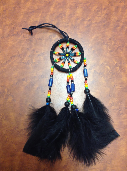 Small Beaded Web Dream Catcher - HalfMoonMusic