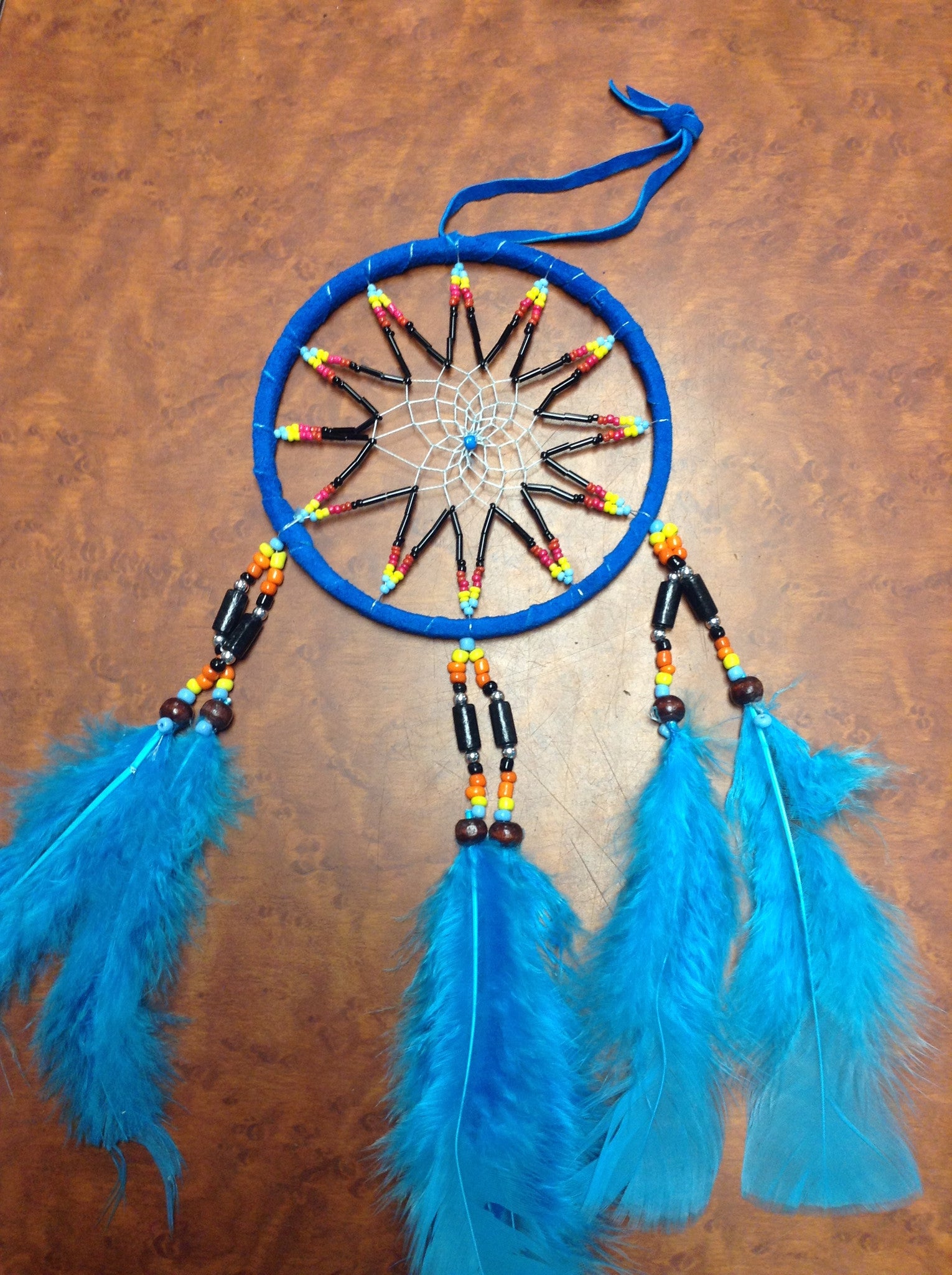 Large Beaded Web Dream Catcher - HalfMoonMusic