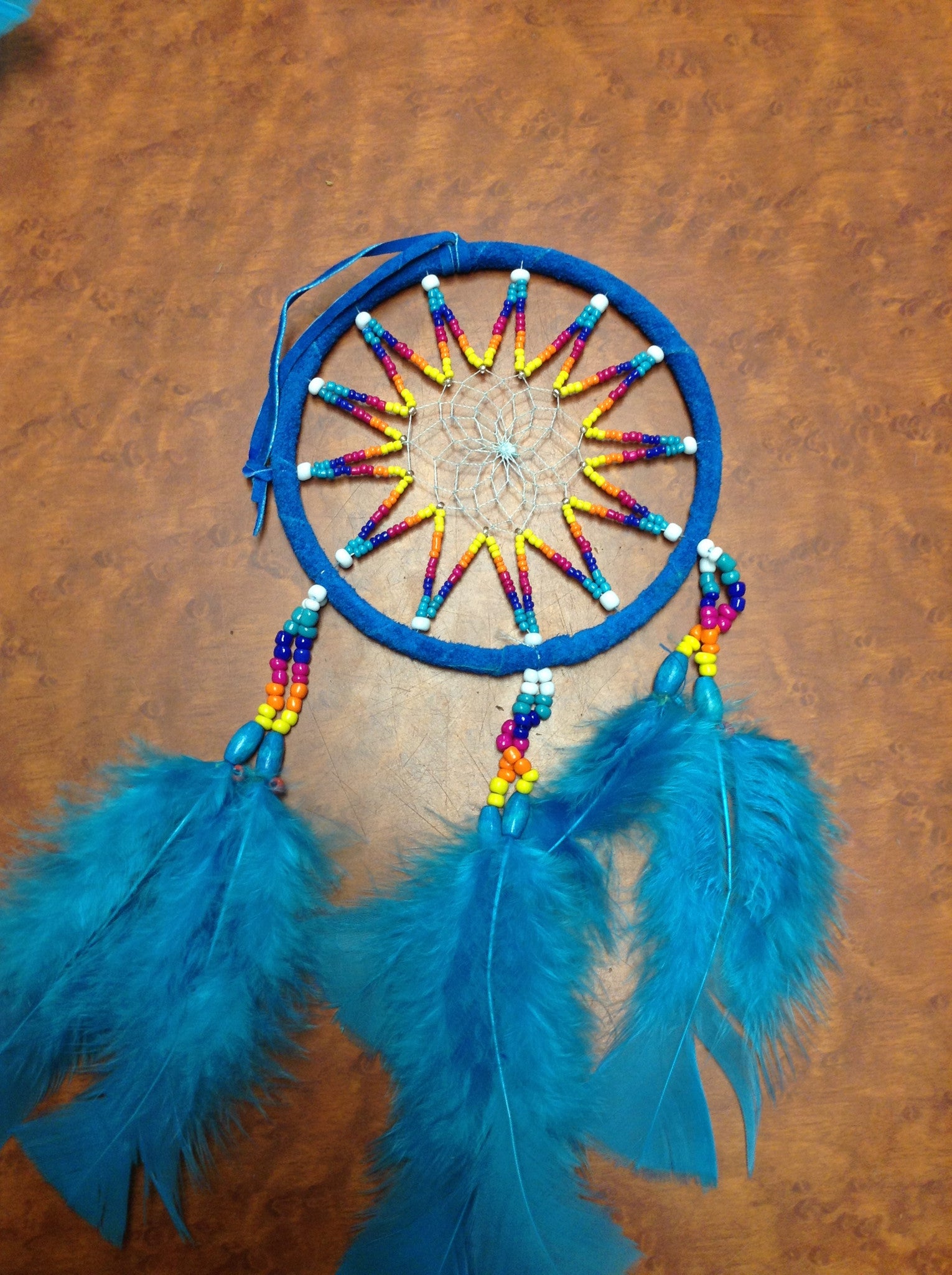 Large Beaded Web Dream Catcher - HalfMoonMusic